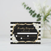 RSVP誕生日パーティー – 金ゴールド白黒カード 招待状 (スタンド正面)