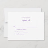 RSVP赤ちゃんシャワーかわいい女の子パープルベア 出欠カード (裏面)