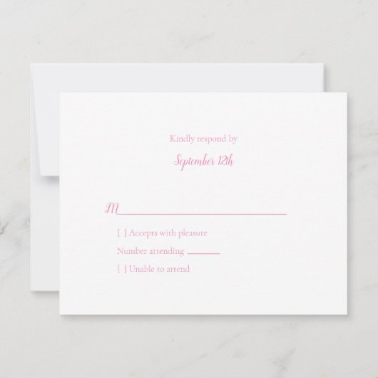 RSVP赤ちゃんシャワーかわいい女の子ベア 出欠カード (裏面)