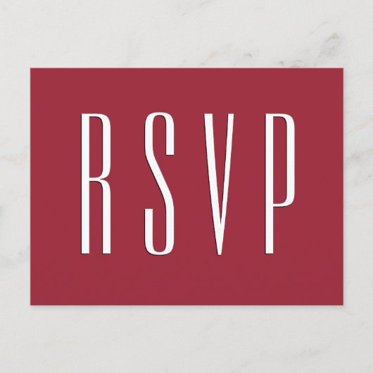 RSVP赤または任意の色結婚の応答 インビテーションポストカード (正面)