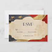 RSVP軍隊結婚愛国的ヴィンテージ国旗 出欠カード (正面)