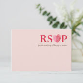 RSVP返信カードかわいい指紋ハートカップルピンク 出欠カード (スタンド正面)