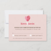 RSVP返信カードかわいい指紋ハートカップルピンク 出欠カード (裏面)