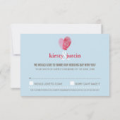 RSVP返信カードかわいい指紋ハートカップル青 出欠カード (裏面)