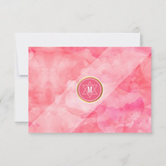 RSVP返信カードはっきりしたコーラルピモダンンク金ゴールド 出欠カード (裏面)