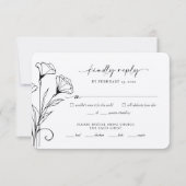 RSVP返信カードミニマリスト白黒結婚 (正面)