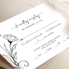 RSVP返信カードミニマリスト白黒結婚