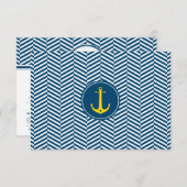 RSVP返信カードモノグラムモダン航海のいかり 出欠カード (正面/裏面)