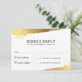 RSVP返信カードラックスモダン金ゴールドギルド端 出欠カード (スタンド正面)