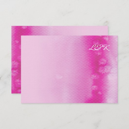 RSVP返信カード水グラデーション色暗い赤紫色ピンク 出欠カード (正面/裏面)