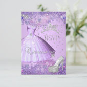 RSVP返信キンセアニェラパープルティアラドレスシューズ 出欠カード (スタンド正面)