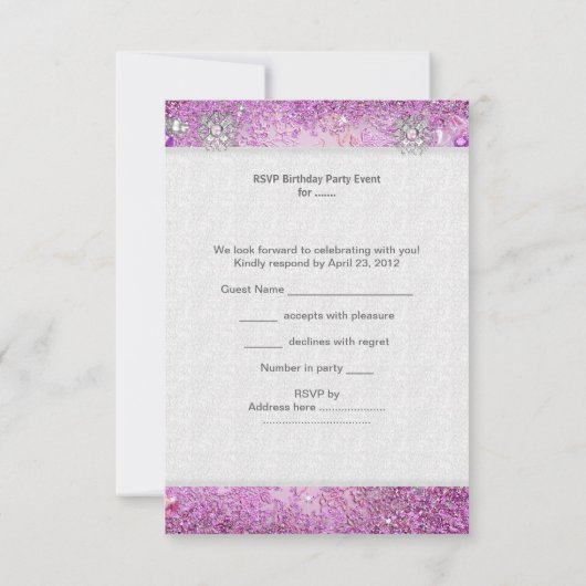 RSVP返信キンセアニェラピンクティアラドレスシューズ 出欠カード (裏面)