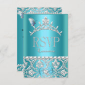 RSVP返信キンセアニェラ15thブルーダマスクバタフライ 出欠カード (正面/裏面)