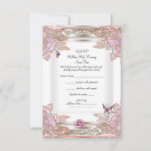 RSVP返信パーティーピンクローズホワイトバタフライ 出欠カード (裏面)