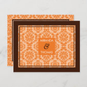 RSVP返信モダンカード::ダマスクの色8 出欠カード (正面/裏面)