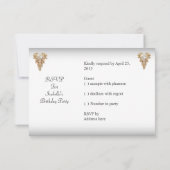 RSVP返信応答の白エレガント金ゴールド宝石 招待状 (裏面)