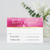 RSVP返信応答カードかわいらしピンク水色 出欠カード (スタンド正面)