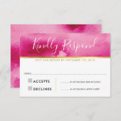 RSVP返信応答カードかわいらしピンク水色 出欠カード (正面/裏面)