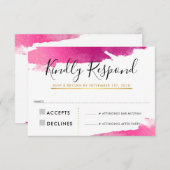 RSVP返信応答カードギルド金ゴールドピンクブラック 出欠カード (正面/裏面)