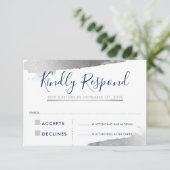 RSVP返信応答カード金銀色 出欠カード (スタンド正面)
