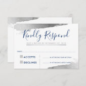 RSVP返信応答カード金銀色 出欠カード (正面/裏面)