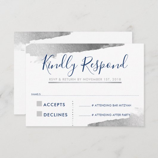 RSVP返信応答カード金銀色 出欠カード (正面/裏面)