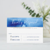 RSVP返信応答カード銀青色 出欠カード (スタンド正面)