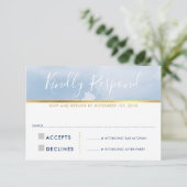 RSVP返信応答カード頭が切れるの青い水色 出欠カード (スタンド正面)