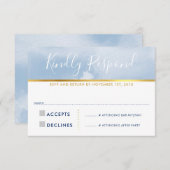 RSVP返信応答カード頭が切れるの青い水色 出欠カード (正面/裏面)