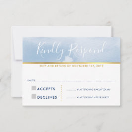 RSVP返信応答カード頭が切れるの青い水色 出欠カード