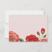 RSVP返信応答シックな赤いバラのフローラ花 出欠カード (裏面)