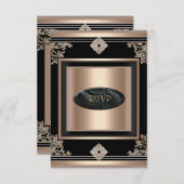 RSVP返信応答パーティーアールデコブラックコーヒー 出欠カード (正面/裏面)