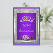 RSVP返信応答パープルシルバーバラキンセアニェラ 招待状 (スタンド正面)