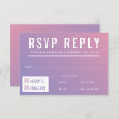RSVP返信応答パープルピンクモダングラデーション 出欠カード (正面/裏面)