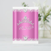 RSVP返信応答ピンクホワイトレースキンセアニェラ 出欠カード (スタンド正面)