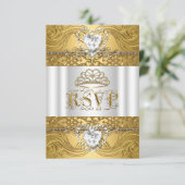 RSVP返信応答ホワイト金ゴールドキンセアニェラ 出欠カード (スタンド正面)