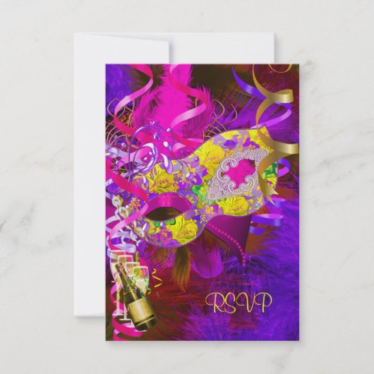 RSVP返信応答マスクシャンパンイエロー 出欠カード (正面)