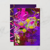 RSVP返信応答マスクシャンパンイエロー 出欠カード (正面/裏面)