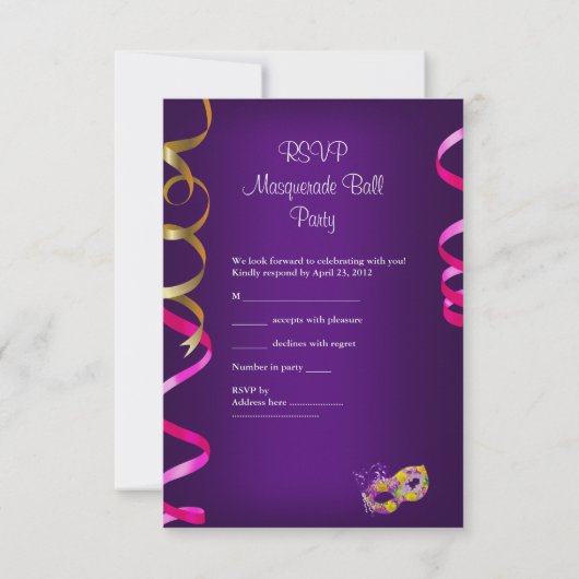 RSVP返信応答マスクシャンパンイエロー 出欠カード (裏面)