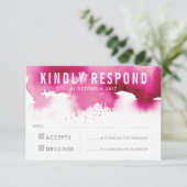 RSVP返信応答モダン水色スプラッシュピンク 出欠カード (スタンド正面)