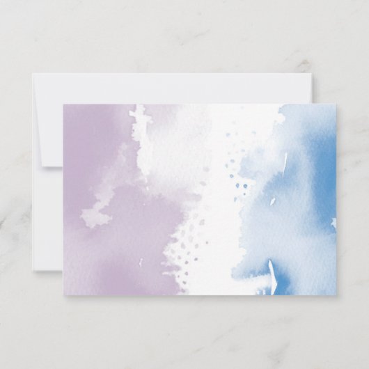 RSVP返信応答モダン青い紫色の水色 出欠カード (裏面)
