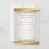 RSVP返信応答婚約スワンズ金ゴールド白 招待状 (裏面)