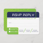 RSVP返信応答2ゲーマーモダンネイビーネオン緑 招待状 (正面/裏面)