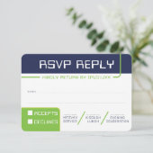 RSVP返信応答2ゲーマーモダンネイビーネオン緑 招待状 (スタンド正面)