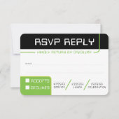 RSVP返信応答2ゲーマーモダンブラックグリーン 招待状 (正面)