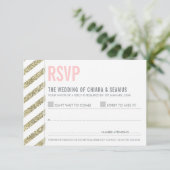 RSVP返信旧モダン金ゴールドグリッターシンプルストライプ 出欠カード (スタンド正面)