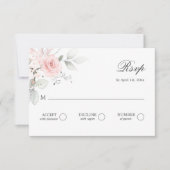 RSVP返信水色ピンクローズ予算 出欠カード (正面)