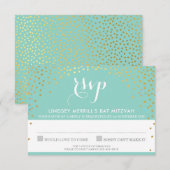 RSVP返信用 レスポンス ラスティックゴールド ミニコンフェッティ ミント 招待状 (正面/裏面)