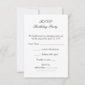 RSVP返信誕生日パーティーライム金ゴールド 出欠カード (裏面)
