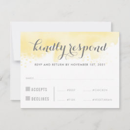RSVP返信RESPONSE黄色の水色の食事の大きい 招待状